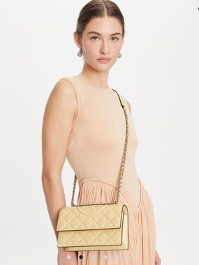 Tory Burch Small Fleming Shoulder Bag in vanilla soft serve color